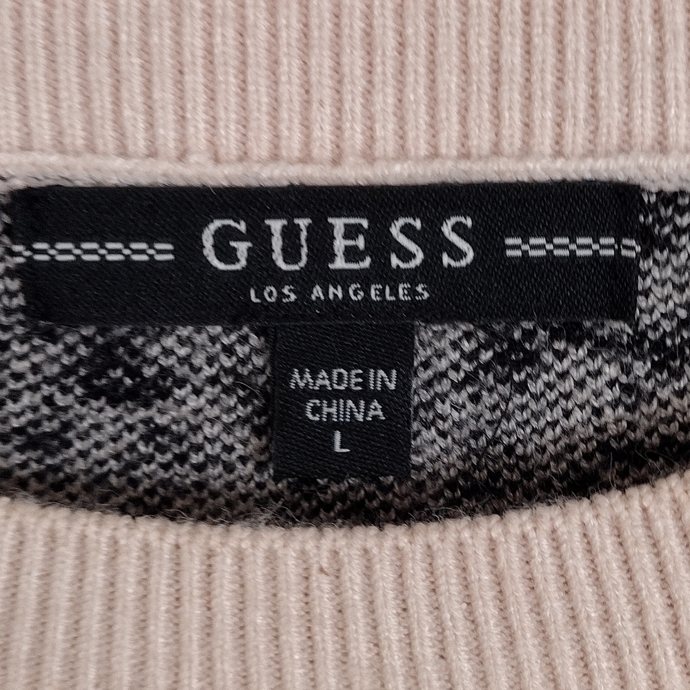 Guess Tamelia Black Cream Animal Print Cropped Sweater Size Large - Picture 5 of 15